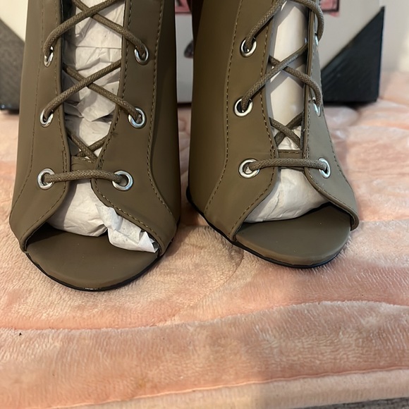 Green Ankle boots string up peep toe - Picture 6 of 8